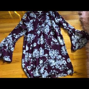 Floral Chiffon Lace Front Midi Dress